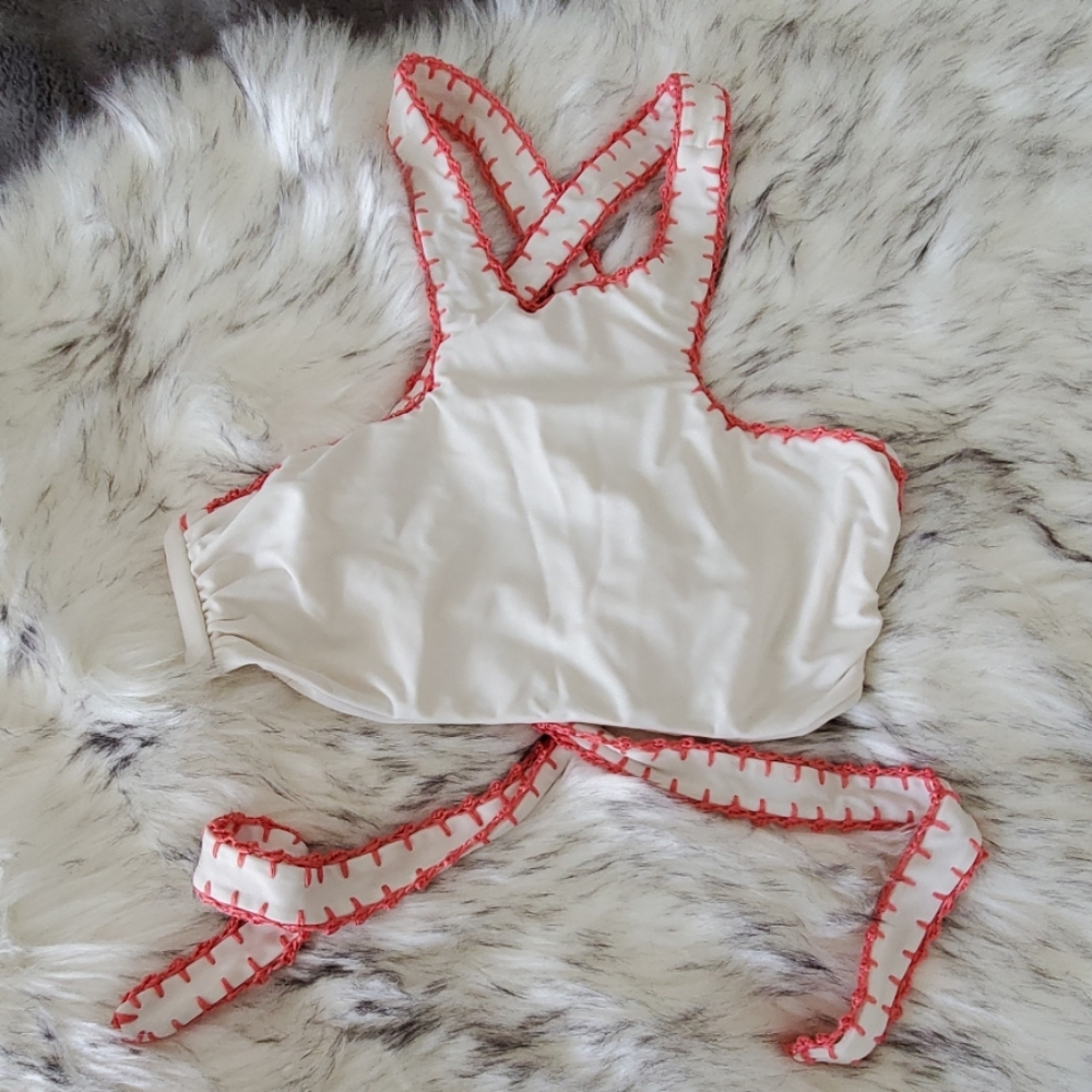 Unpadded coral stitches bathing suit top (Small)